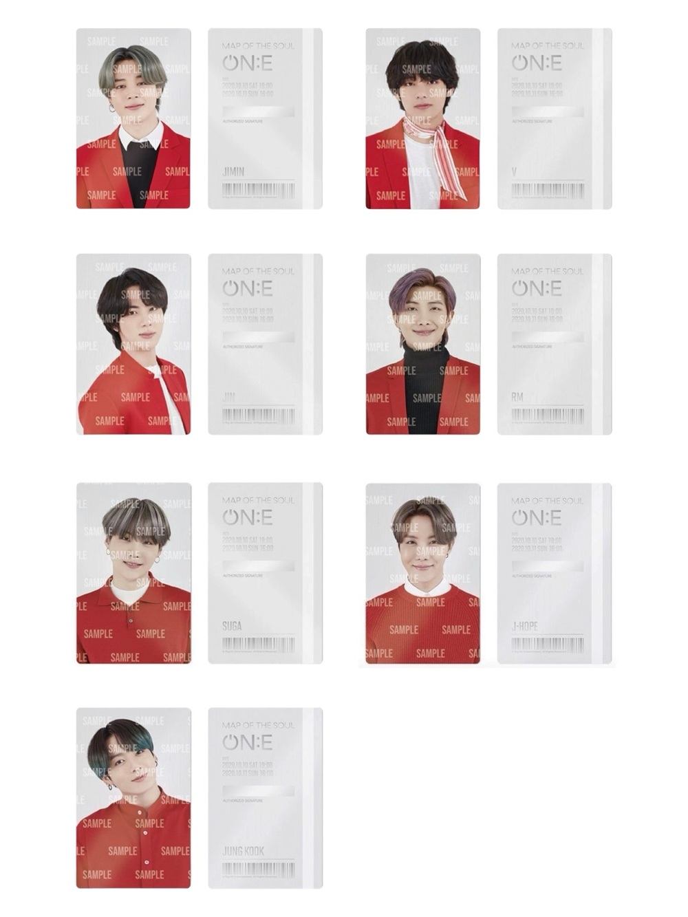 MOTS (MAP OF THE SOUL) ON:E BTS CARD TICKETS FULL SET - BRAND NEW, SEALED